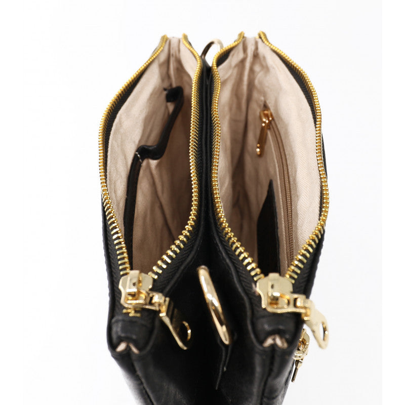 Baron Italian Leather Double Zip Bag