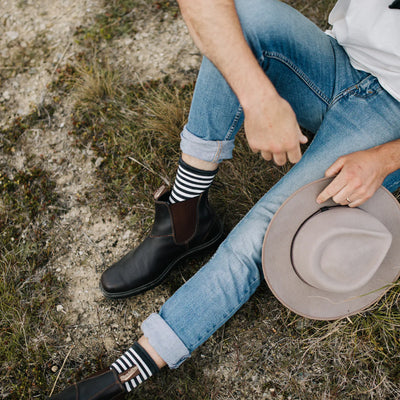 Lamington Merino Crew Roll Top Socks - Man - Piha