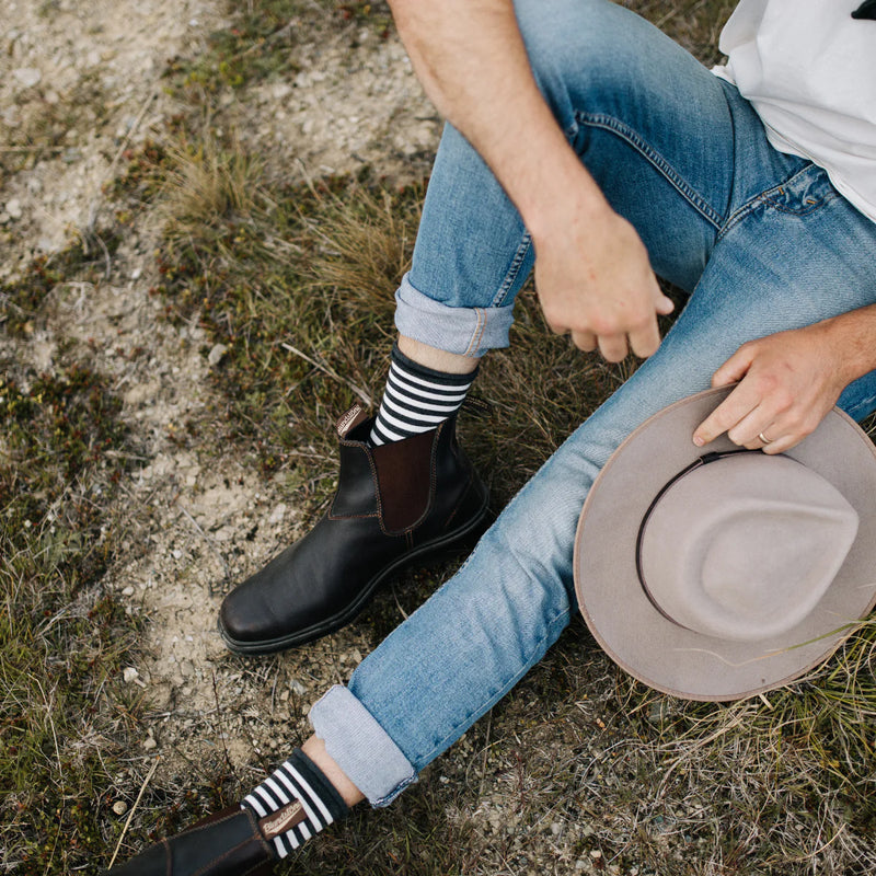 Lamington Merino Crew Roll Top Socks - Man - Piha