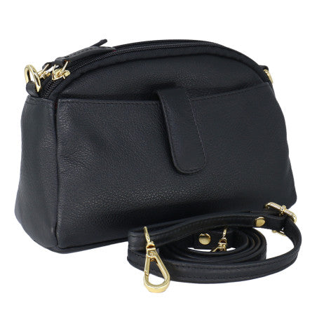 Baron Leather Oval Top Twin Zip Handbag