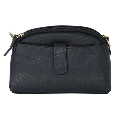 Baron Leather Oval Top Twin Zip Handbag