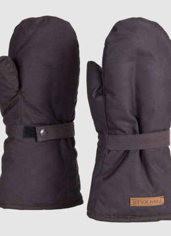 Styx Mill Fur Lined Oilskin Mittens - Brown