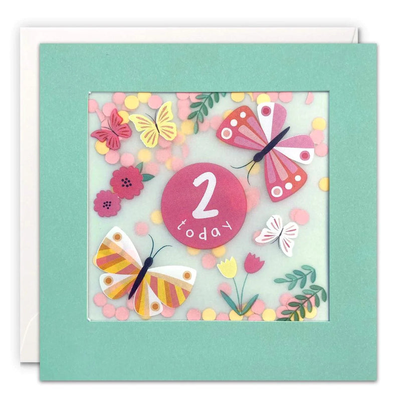 Age 2 Girl Butterflies Shakies Card