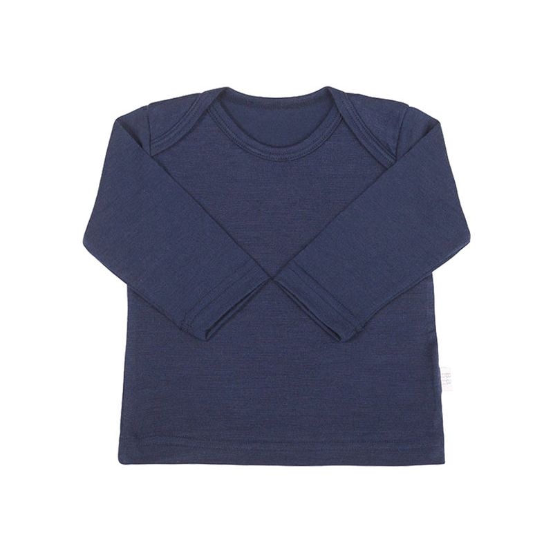 Babu Merino Envelope Neck Tee Shirt - Navy