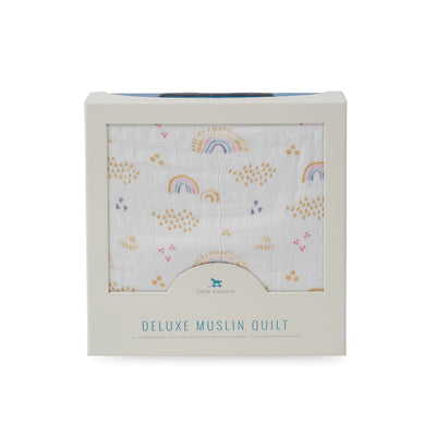 Little Unicorn Deluxe Muslin Quilt - Rainbows and Raindrops